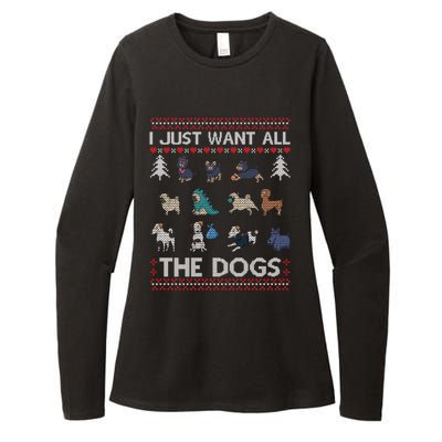 I Just Want All The Dogs Ugly Sweater Xmas Funny Ugly Meaningful Gift Womens CVC Long Sleeve Shirt