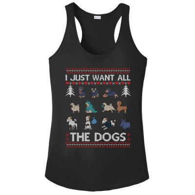 I Just Want All The Dogs Ugly Sweater Xmas Funny Ugly Meaningful Gift Ladies PosiCharge Competitor Racerback Tank