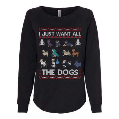 I Just Want All The Dogs Ugly Sweater Xmas Funny Ugly Meaningful Gift Womens California Wash Sweatshirt