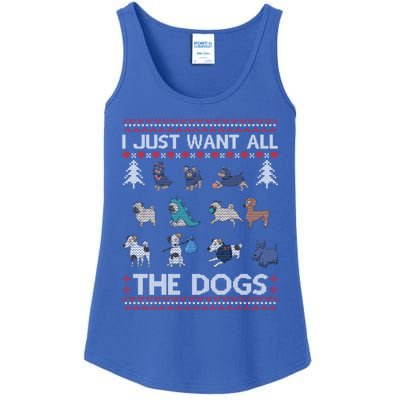 I Just Want All The Dogs Ugly Sweater Xmas Funny Ugly Meaningful Gift Ladies Essential Tank