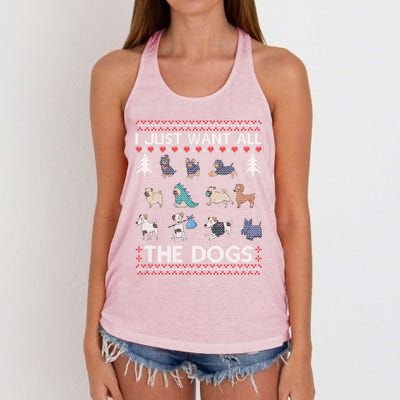 I Just Want All The Dogs Ugly Sweater Xmas Funny Ugly Meaningful Gift Women's Knotted Racerback Tank