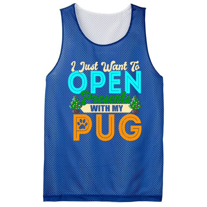 I Just Want To Open Presents With My Pug Christmas Dog Lover Meaningful Gift Mesh Reversible Basketball Jersey Tank