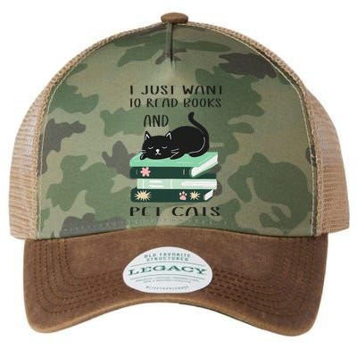 I Just Want To Read Books And Pet Cats Funny Reading Cat Legacy Tie Dye Trucker Hat