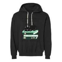 I Just Want To Read Books And Pet Cats Funny Reading Cat Garment-Dyed Fleece Hoodie
