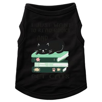 I Just Want To Read Books And Pet Cats Funny Reading Cat Doggie Tank