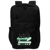 I Just Want To Read Books And Pet Cats Funny Reading Cat Impact Tech Backpack