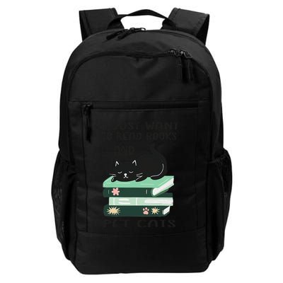 I Just Want To Read Books And Pet Cats Funny Reading Cat Backpack