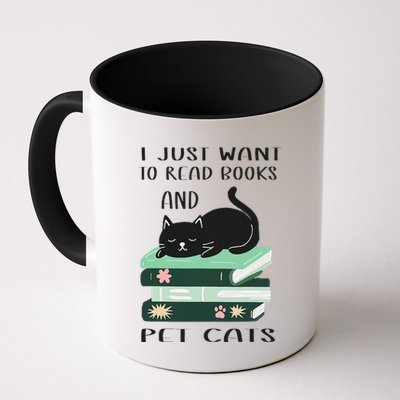 I Just Want To Read Books And Pet Cats Funny Reading Cat Mug