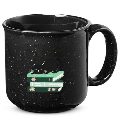 I Just Want To Read Books And Pet Cats Funny Reading Cat 15oz Campfire Ceramic Mug
