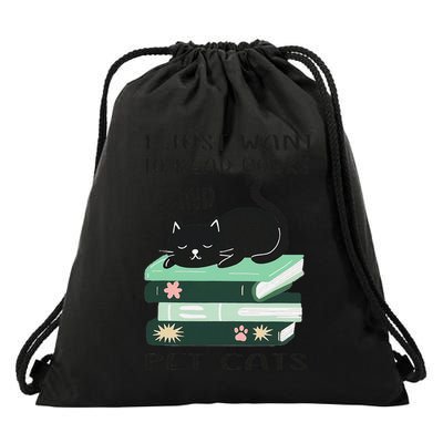 I Just Want To Read Books And Pet Cats Funny Reading Cat Drawstring Bag