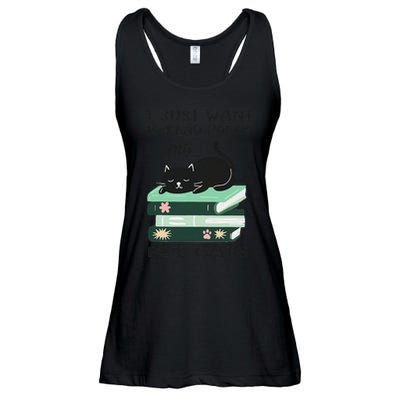 I Just Want To Read Books And Pet Cats Funny Reading Cat Ladies Essential Flowy Tank