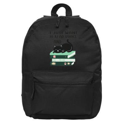 I Just Want To Read Books And Pet Cats Funny Reading Cat 16 in Basic Backpack