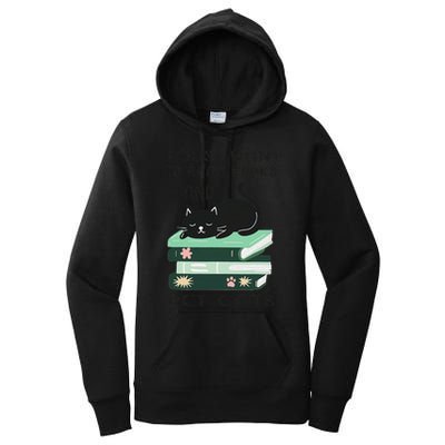 I Just Want To Read Books And Pet Cats Funny Reading Cat Women's Pullover Hoodie