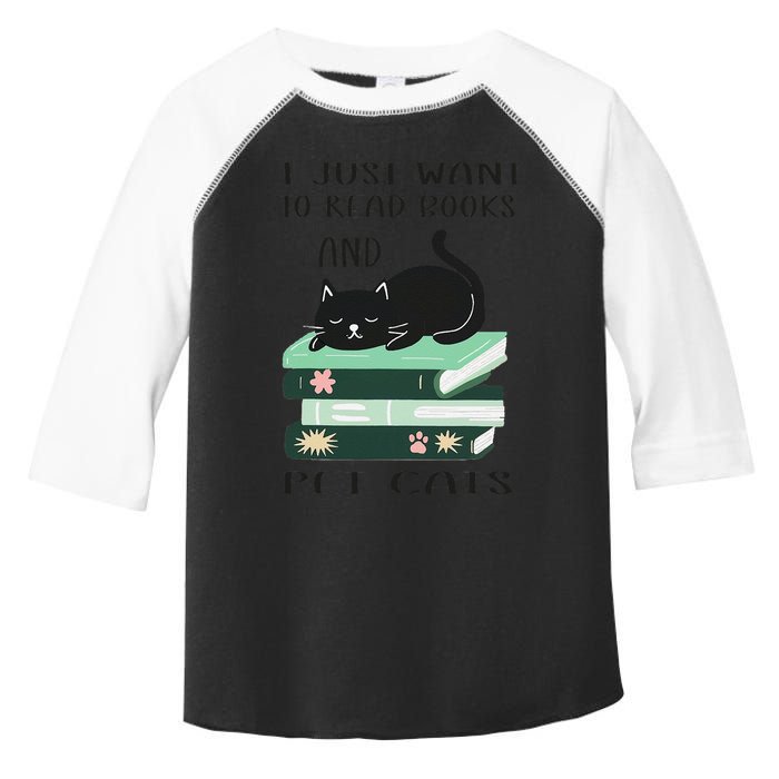 I Just Want To Read Books And Pet Cats Funny Reading Cat Toddler Fine Jersey T-Shirt