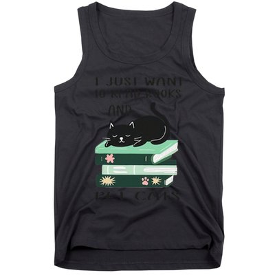 I Just Want To Read Books And Pet Cats Funny Reading Cat Tank Top