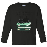 I Just Want To Read Books And Pet Cats Funny Reading Cat Toddler Long Sleeve Shirt