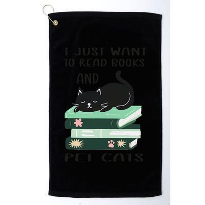 I Just Want To Read Books And Pet Cats Funny Reading Cat Golf Towel