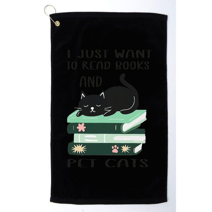 I Just Want To Read Books And Pet Cats Funny Reading Cat Golf Towel
