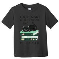 I Just Want To Read Books And Pet Cats Funny Reading Cat Toddler T-Shirt