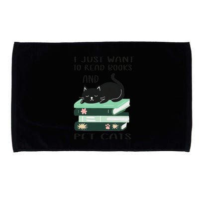 I Just Want To Read Books And Pet Cats Funny Reading Cat Microfiber Hand Towel