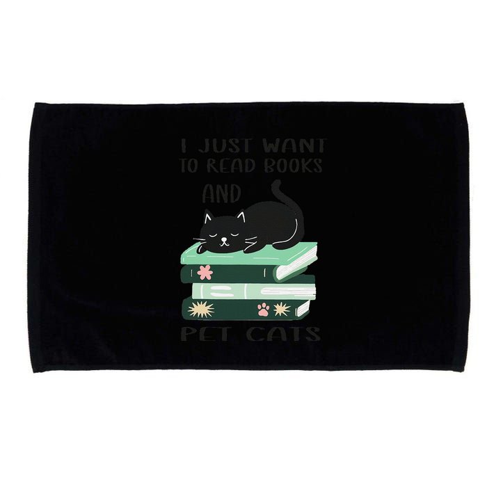 I Just Want To Read Books And Pet Cats Funny Reading Cat Microfiber Hand Towel