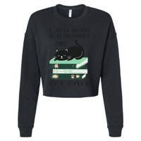 I Just Want To Read Books And Pet Cats Funny Reading Cat Cropped Pullover Crew