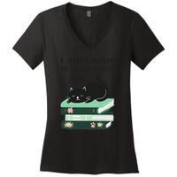 I Just Want To Read Books And Pet Cats Funny Reading Cat Women's V-Neck T-Shirt