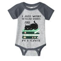 I Just Want To Read Books And Pet Cats Funny Reading Cat Infant Baby Jersey Bodysuit