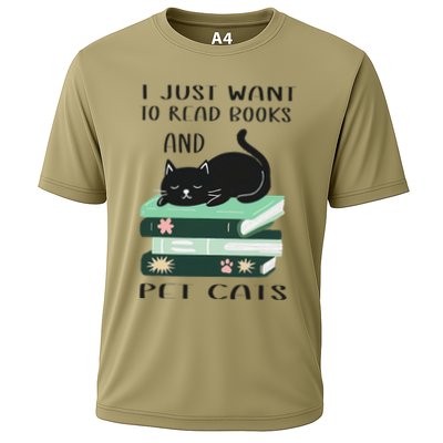 I Just Want To Read Books And Pet Cats Funny Reading Cat Performance Shirt
