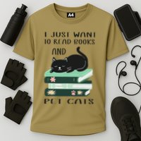 I Just Want To Read Books And Pet Cats Funny Reading Cat Performance Shirt