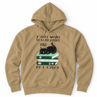 I Just Want To Read Books And Pet Cats Funny Reading Cat Hoodie