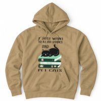 I Just Want To Read Books And Pet Cats Funny Reading Cat Hoodie