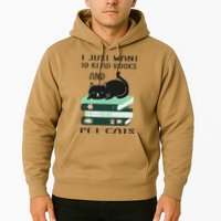 I Just Want To Read Books And Pet Cats Funny Reading Cat Hoodie