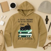 I Just Want To Read Books And Pet Cats Funny Reading Cat Hoodie