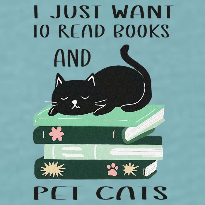 I Just Want To Read Books And Pet Cats Funny Reading Cat Sueded Cloud Jersey T-Shirt