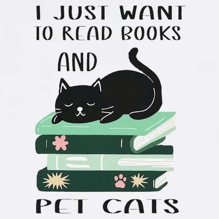 I Just Want To Read Books And Pet Cats Funny Reading Cat Garment-Dyed Sweatshirt