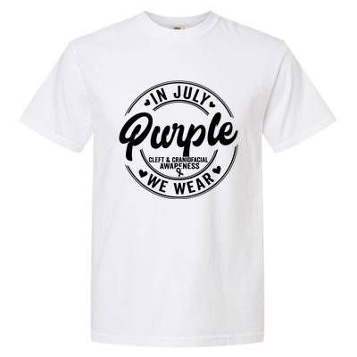 In July We Wear Purple Cleft And Craniofacial Awareness Garment-Dyed Heavyweight T-Shirt