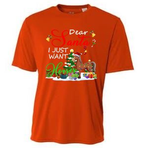 I Just Want Horses Christmas Farmer Santa Horse Lover Gift Cooling Performance Crew T-Shirt