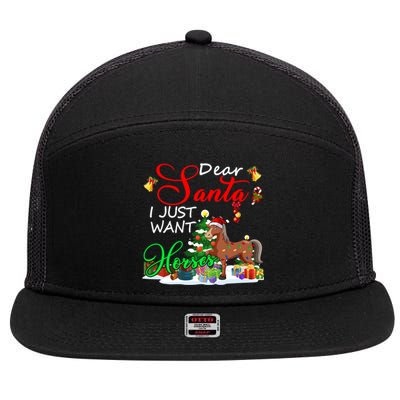 I Just Want Horses Christmas Farmer Santa Horse Lover Gift 7 Panel Mesh Trucker Snapback Hat