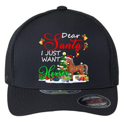 I Just Want Horses Christmas Farmer Santa Horse Lover Gift Flexfit Unipanel Trucker Cap