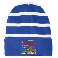 I Just Want Horses Christmas Farmer Santa Horse Lover Gift Striped Beanie with Solid Band