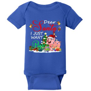 I Just Want Pigs Christmas Farmer Santa Pig Lover Meaningful Gift Baby Bodysuit