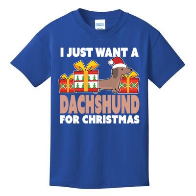 I Just Want A Dachshund For Christmas Dachshund Christmas Gift Kids T-Shirt