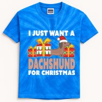 I Just Want A Dachshund For Christmas Dachshund Christmas Gift Kids Tie-Dye T-Shirt