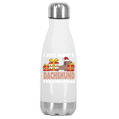 I Just Want A Dachshund For Christmas Dachshund Christmas Gift Stainless Steel Insulated Water Bottle