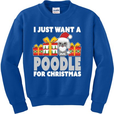 I Just Want A Poodle For Christmas Cute Poodle Christmas Great Gift Kids Sweatshirt