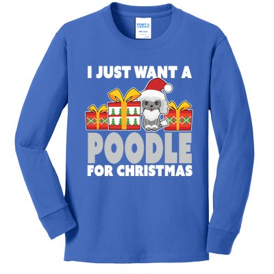 I Just Want A Poodle For Christmas Cute Poodle Christmas Great Gift Kids Long Sleeve Shirt