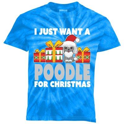 I Just Want A Poodle For Christmas Cute Poodle Christmas Great Gift Kids Tie-Dye T-Shirt