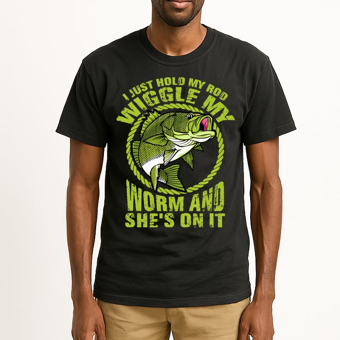 I Just Wiggle My Worm And She's On It Funny Fishing Tall T-Shirt