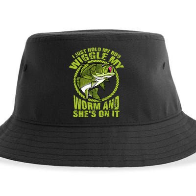 I Just Wiggle My Worm And She's On It Funny Fishing Sustainable Bucket Hat